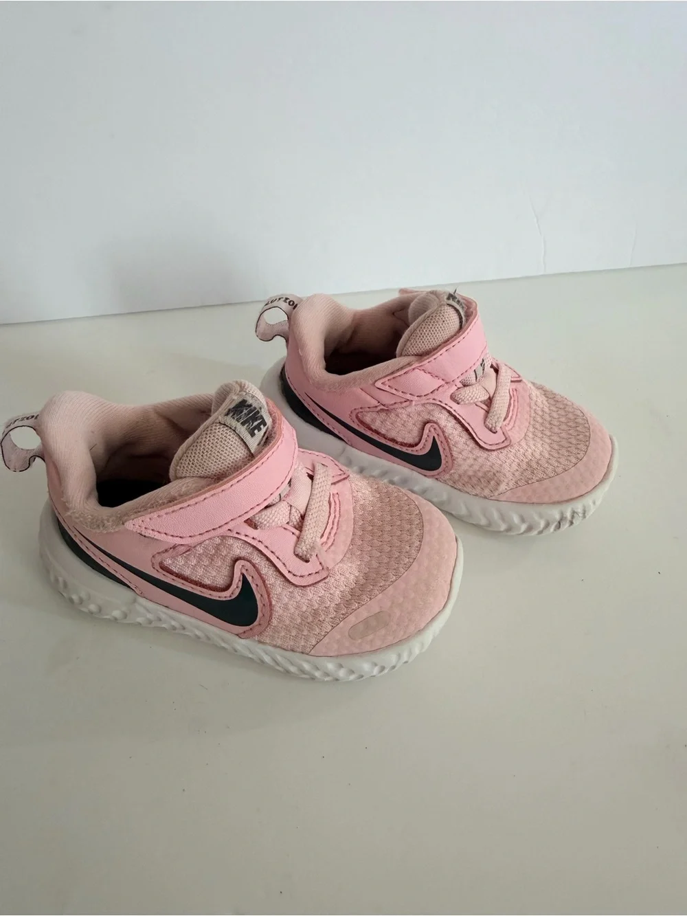 Nike Toddler Pink and Dark Grey Velcro Running Sneakers